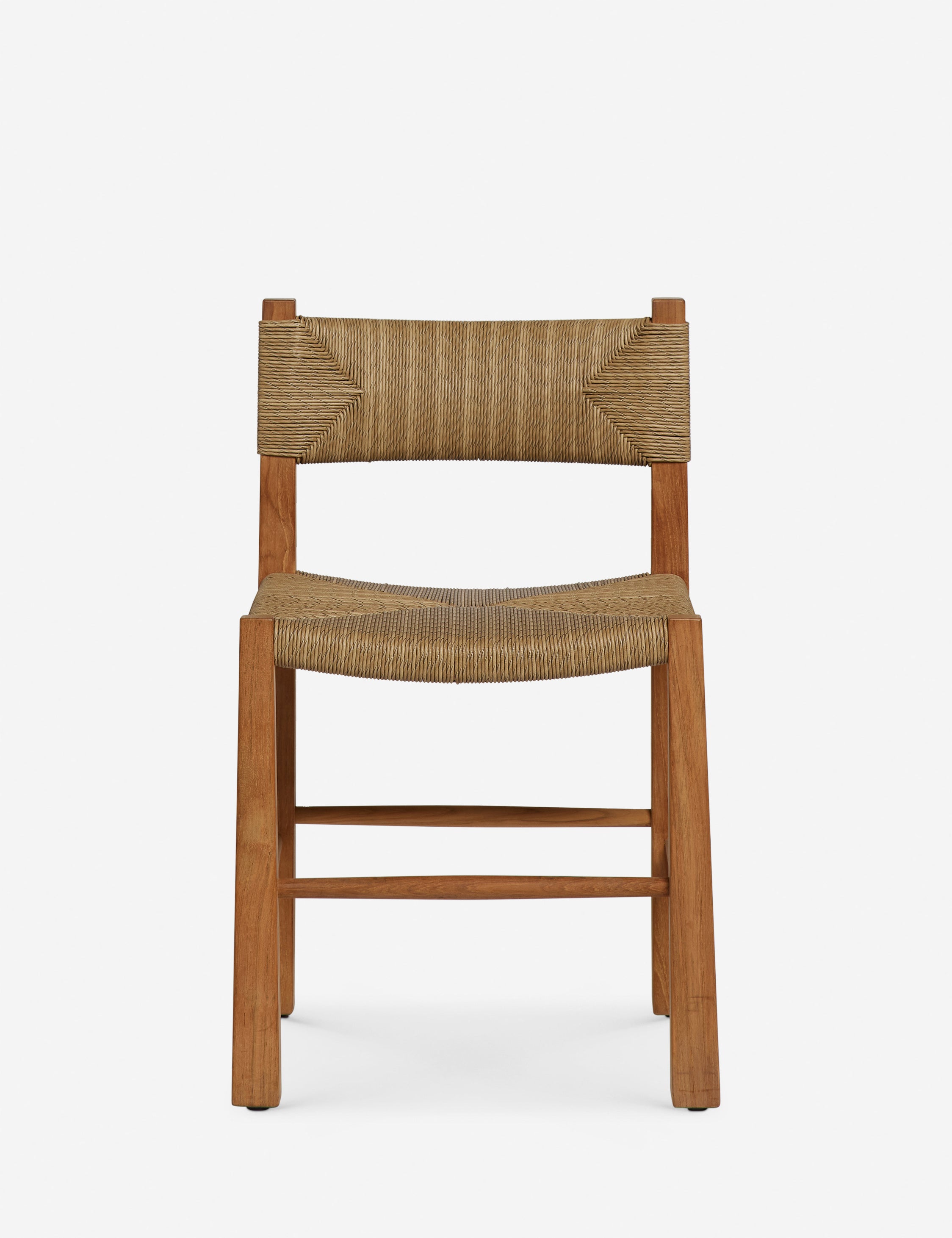 Taurean teak frame woven seat outdoor dining chair