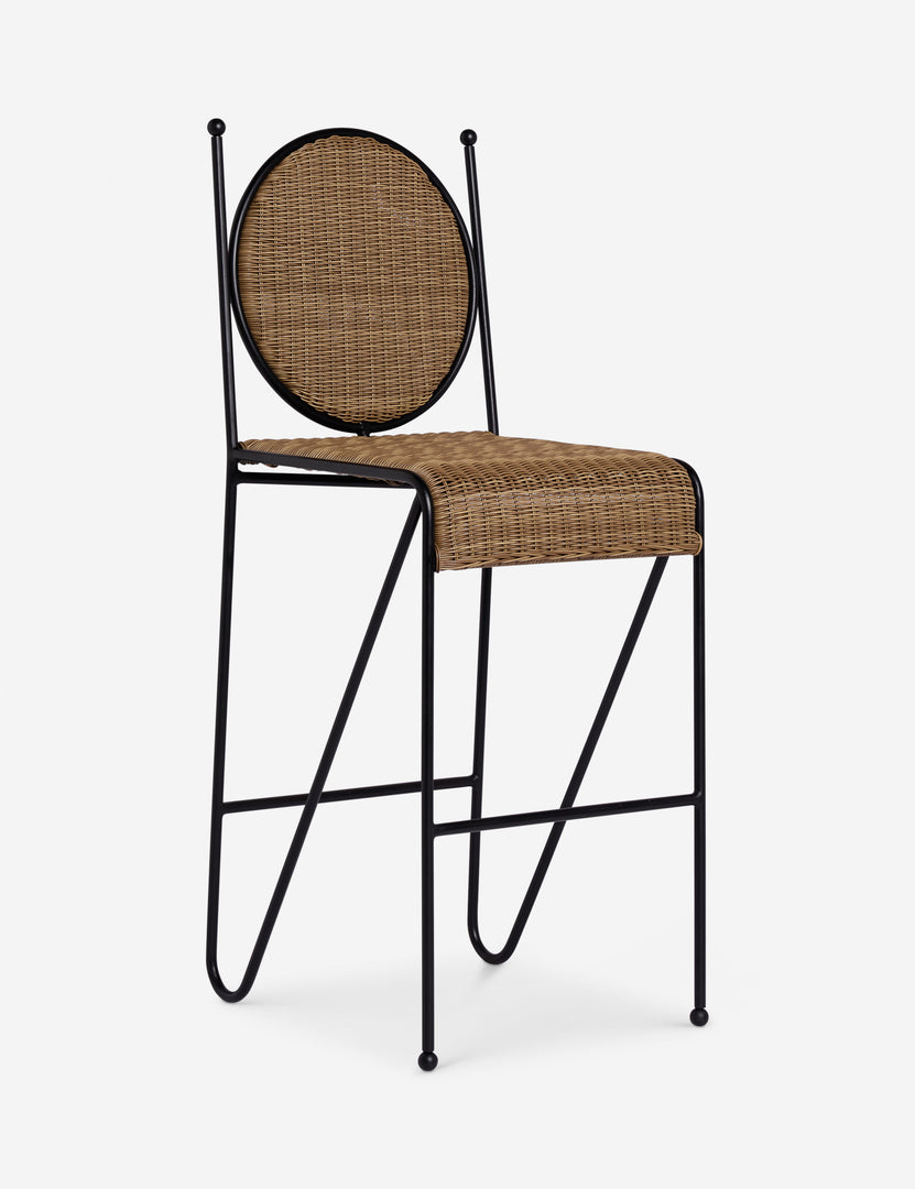 #color::natural | Ziggy modern wicker outdoor bar stool by Sarah Sherman Samuel