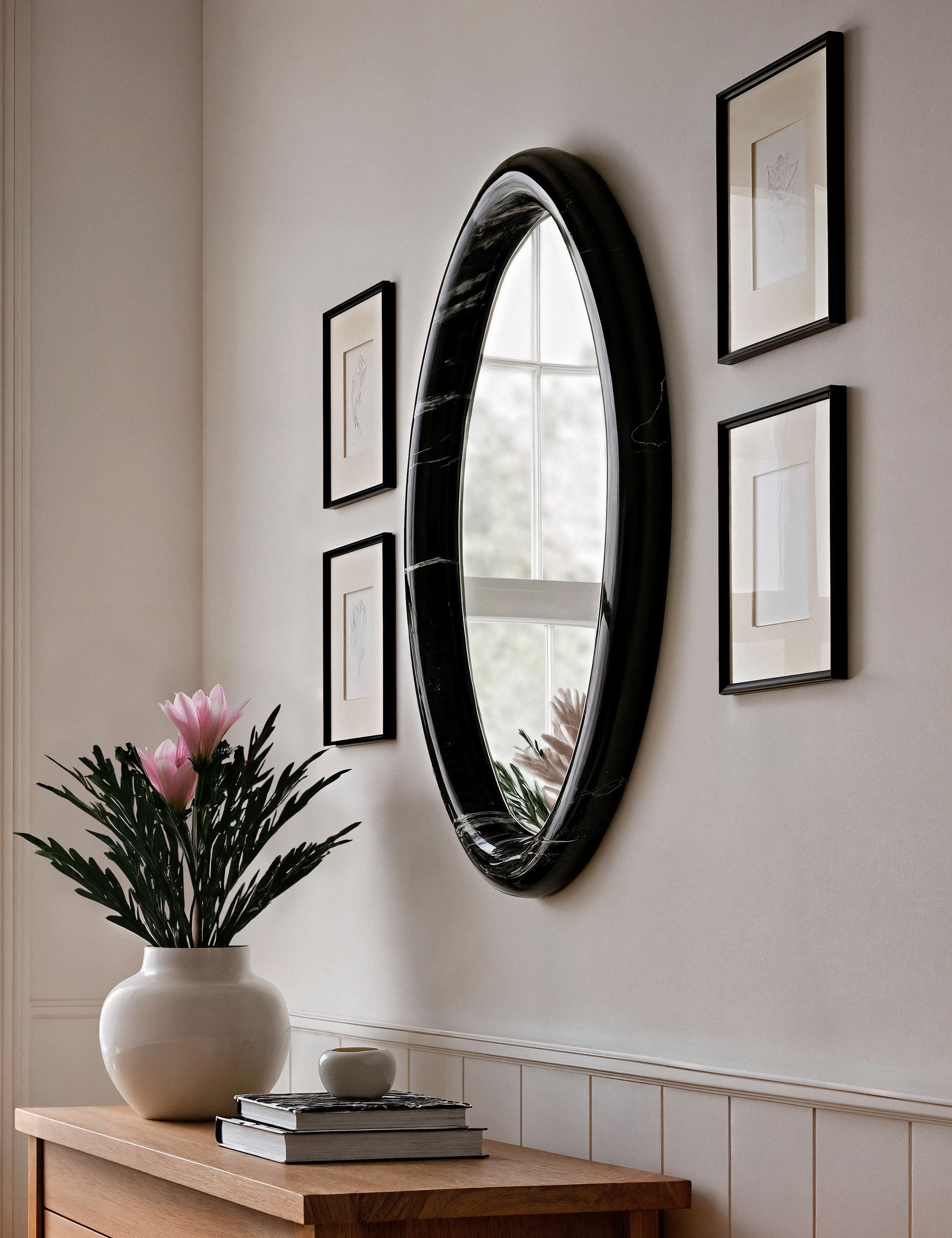 Fedde Oval Mirror : White / Large