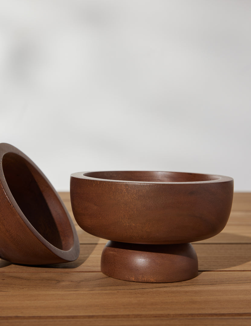 #color::acacia | Singular bowl of the Set of three mini footed walnut bowls by Sarah Sherman Samuel