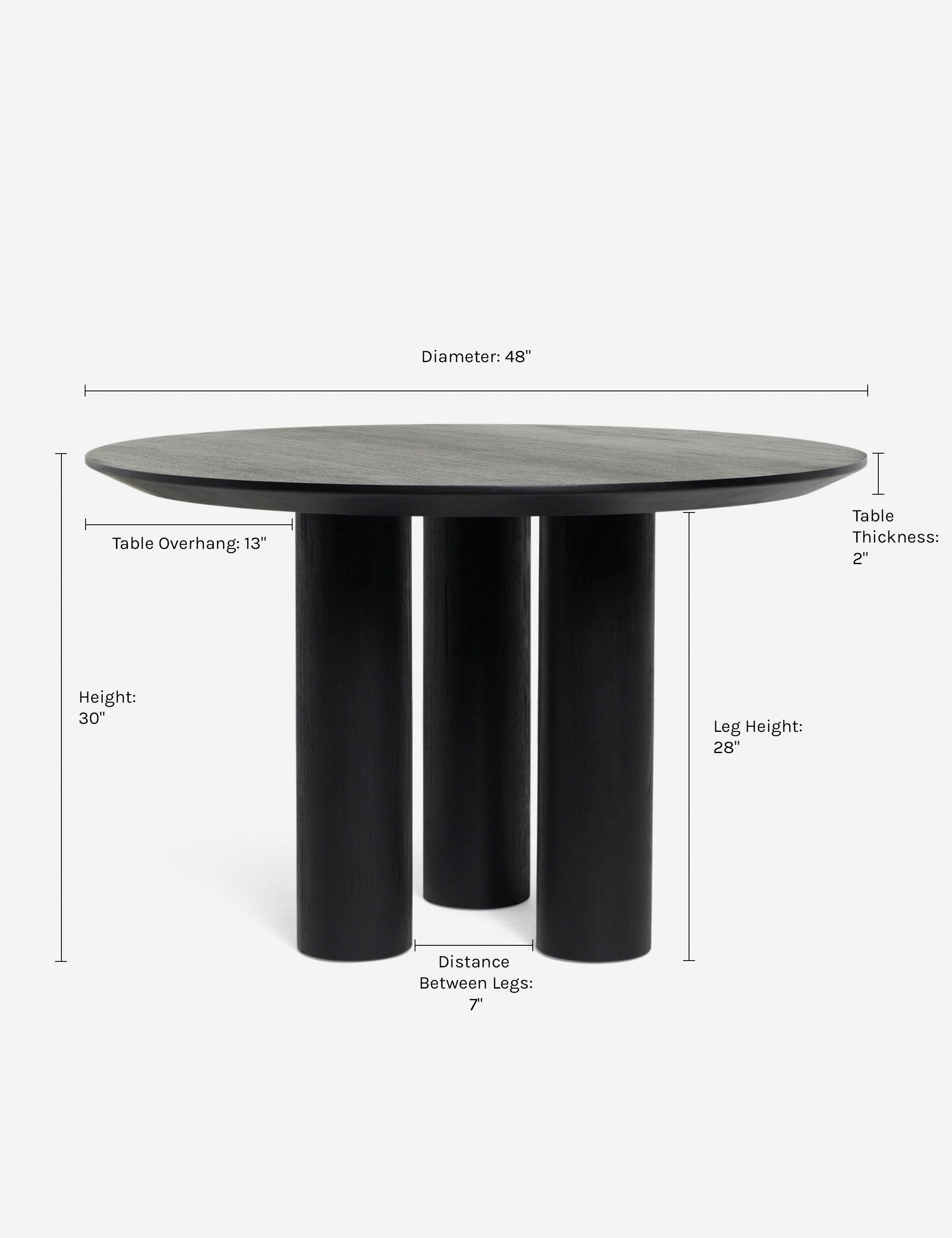 Dimensions on the Mojave Round Dining Table
