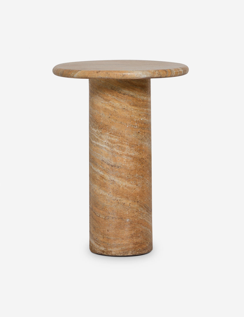 #color::Canyon-Faux-Travertine | Mona round stone drink table.