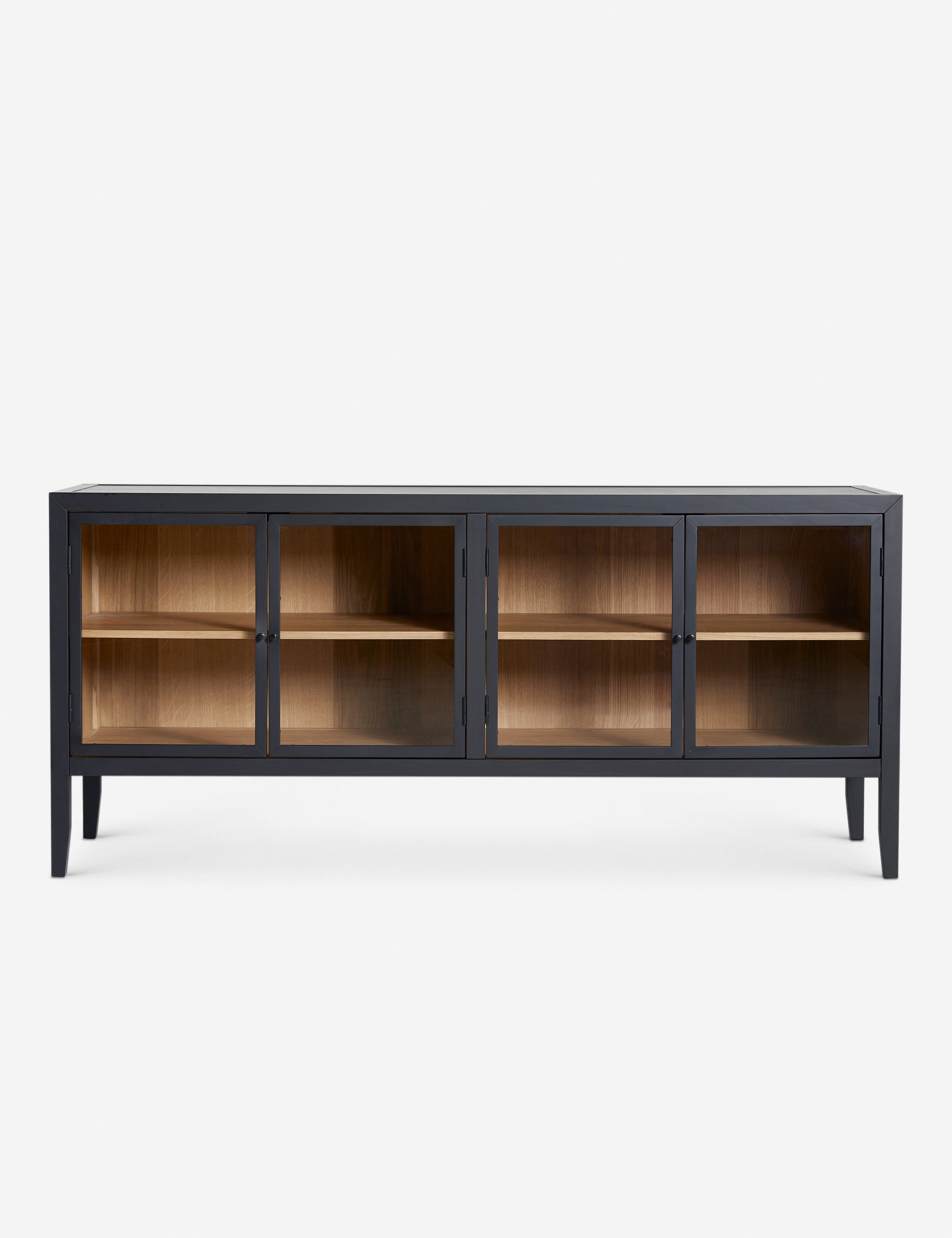 Morey glass front black curio sideboard cabinet