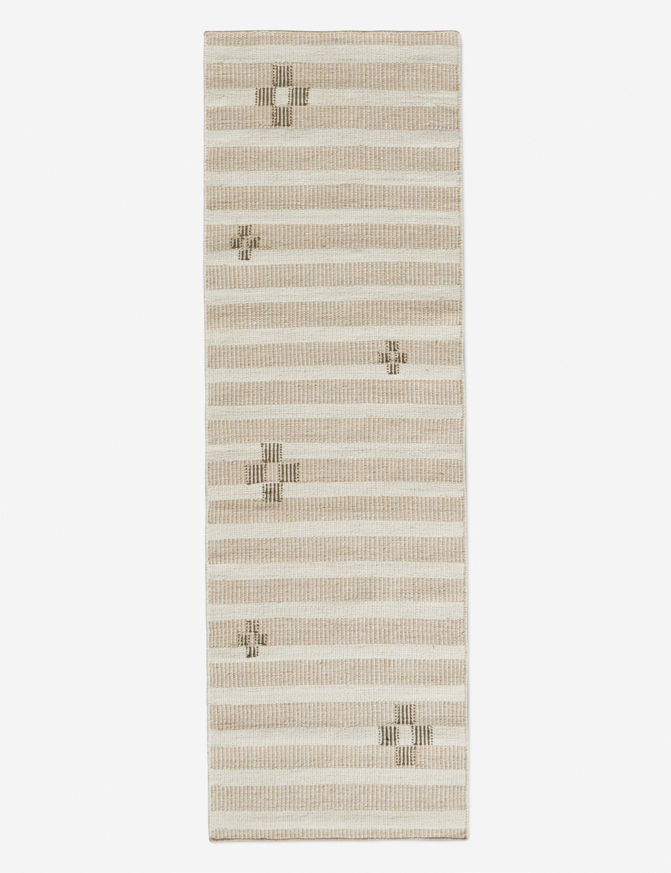 Orion handwoven neutral striped outdoor runner rug by Sarah Sherman Samuel.