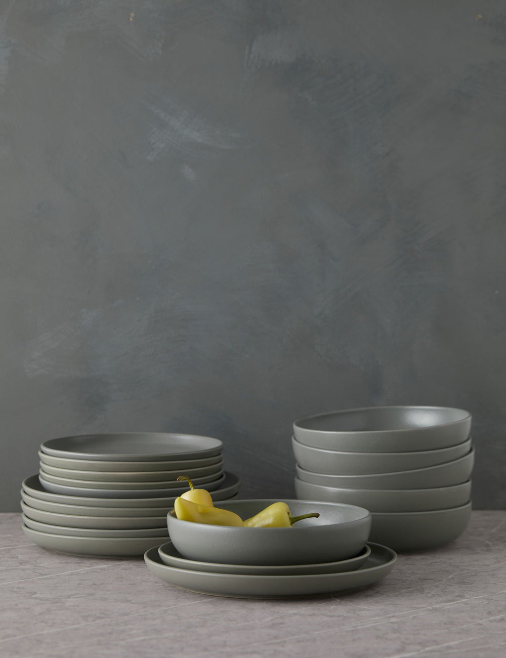 Artichoke green Pacifica Dinnerware (18-Piece Set) by Casafina