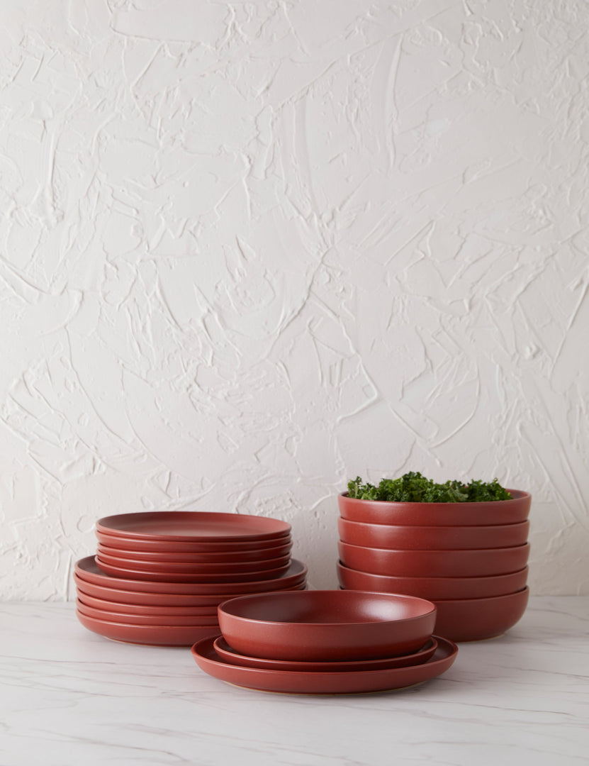 #color::cayenne #style::18-piece-set-with-pasta-bowl | Cayenne red Pacifica Dinnerware (18-Piece Set) by Casafina