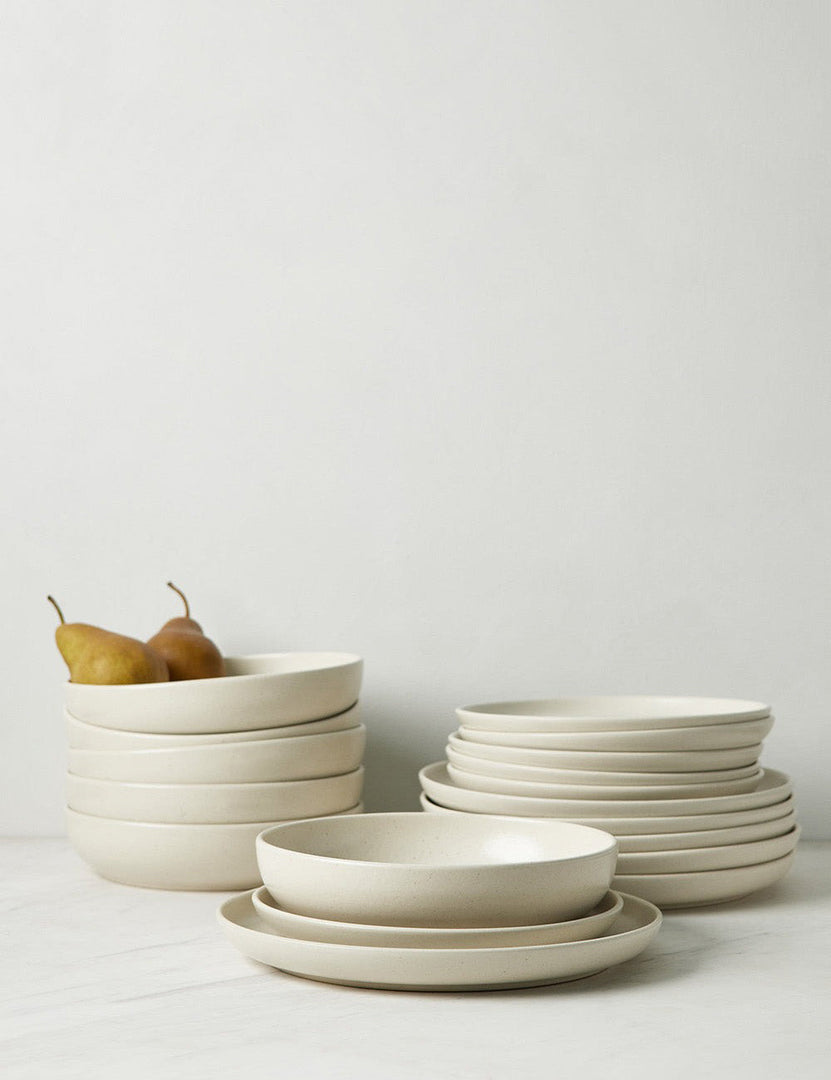 #color::vanilla #style::18-piece-set-with-pasta-bowl | Vanilla-toned Pacifica Dinnerware (18-Piece Set) by Casafina