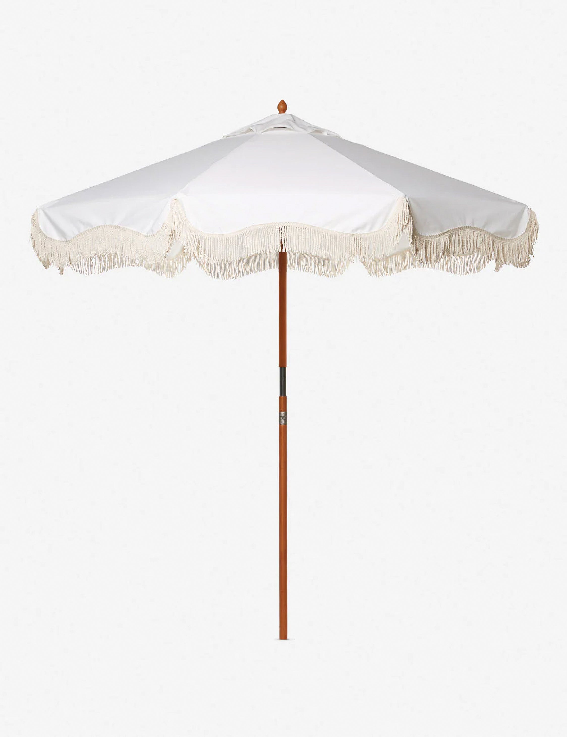 Market vintage white umbrella by business and pleasure co with a cotton fringe