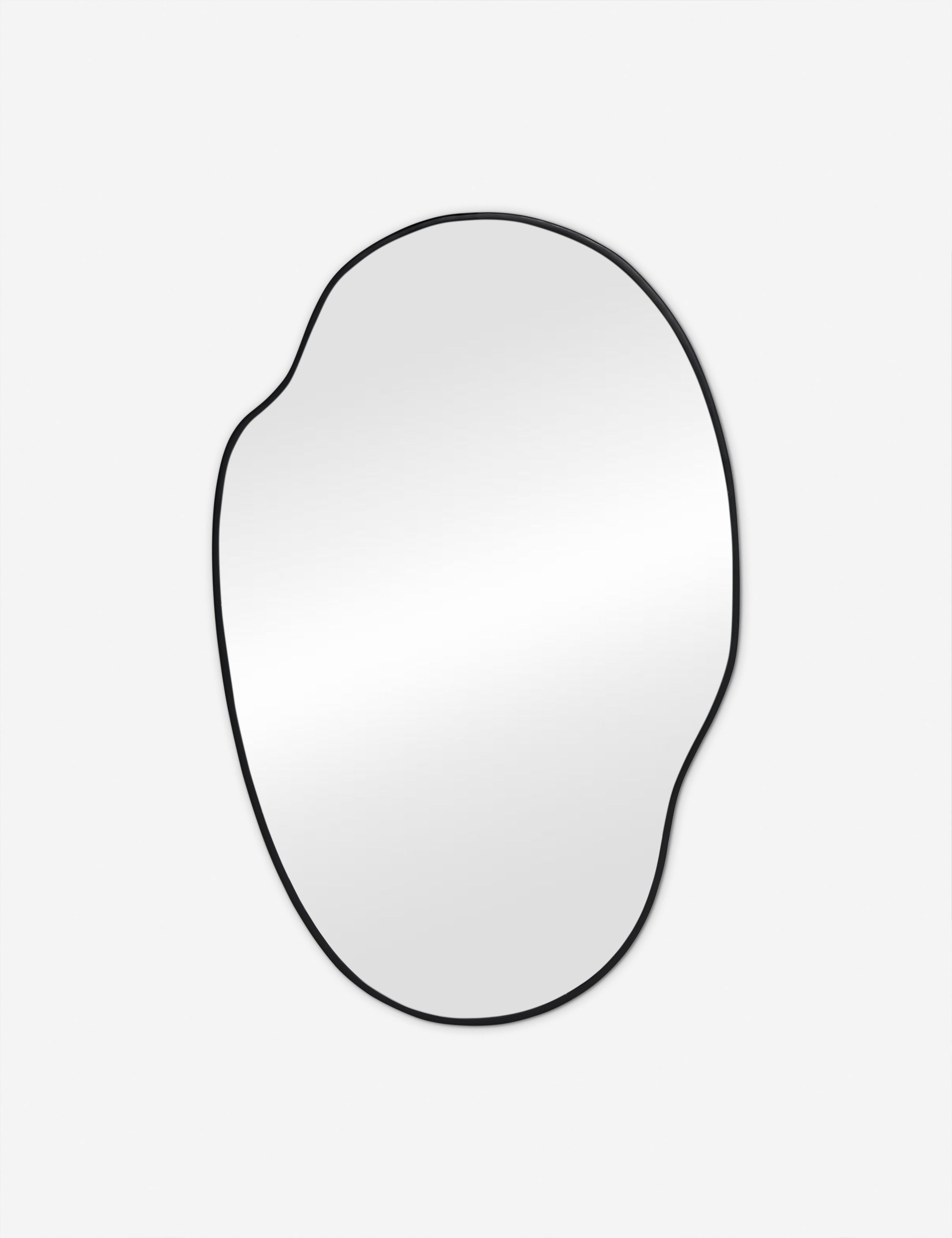 Puddle slim frame wall mirror in charcoal