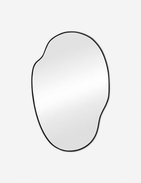 #color::black #size::large | Puddle slim frame wall mirror in charcoal