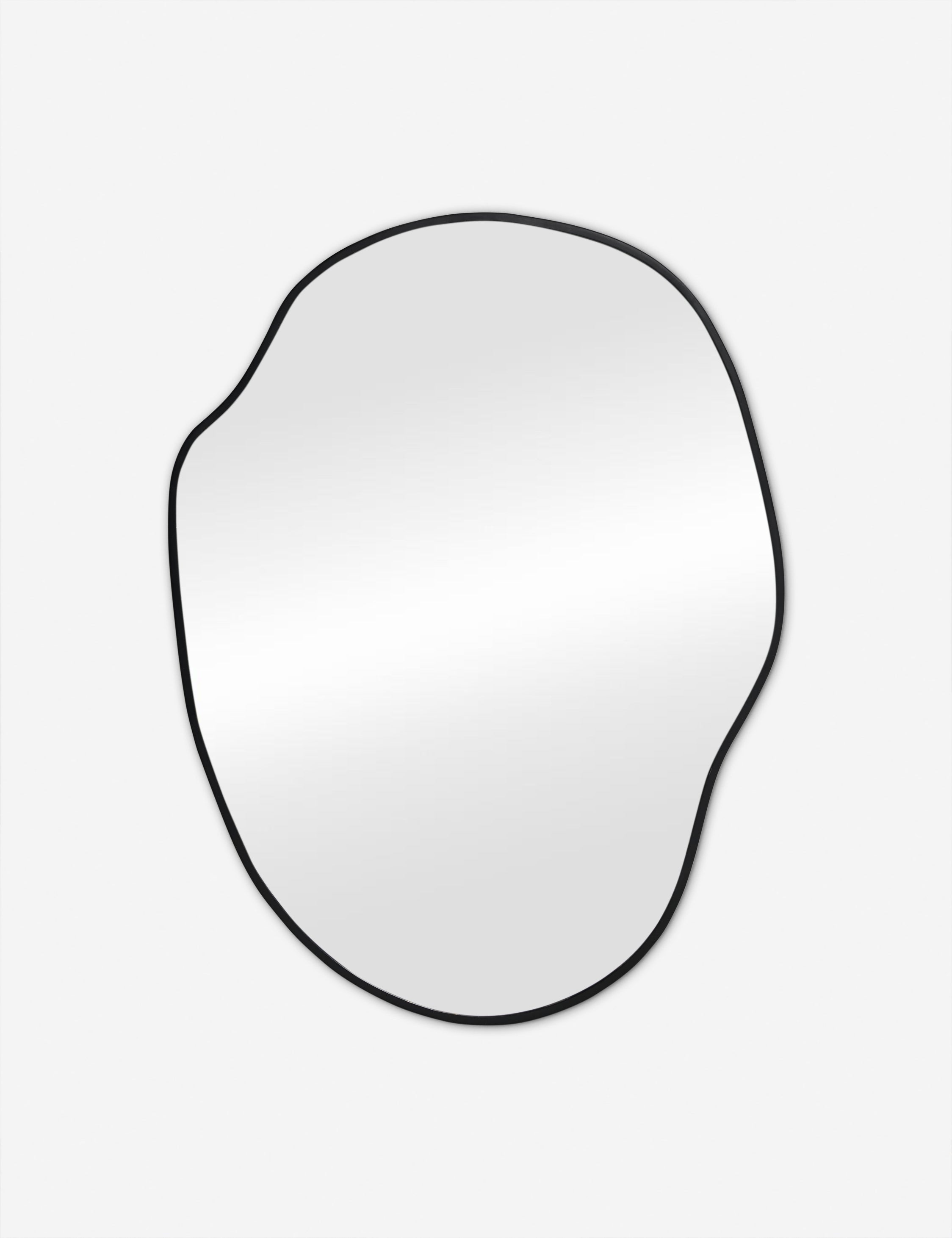 Puddle slim frame wall mirror in charcoal