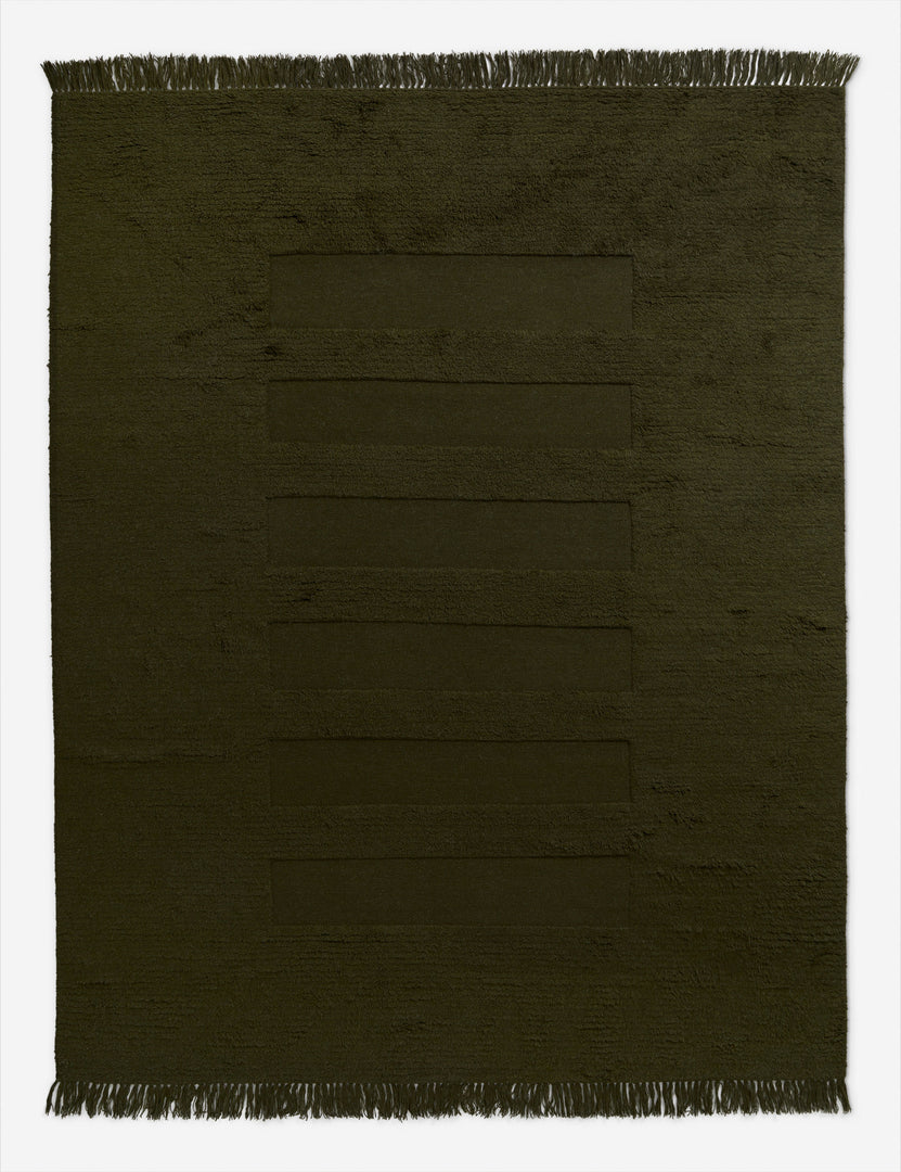 #color::moss #size::6--x-9- #size::8--x-10- #size::9--x-12- #size::10--x-14- #size::12--x-15- | Raita subtle bar patter fringe area rug in moss green