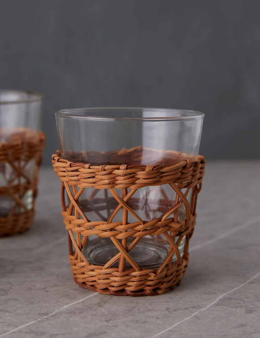 | Rattan wrapped Lorrain tumbler glass
