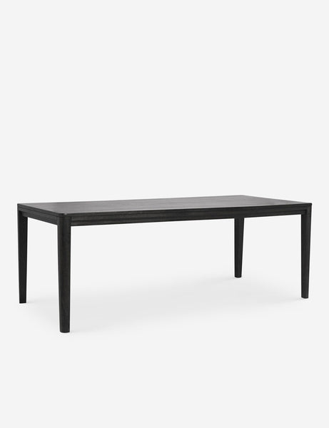 #color::black #size::82-W | Angled view of the Reese black mango wood rectangular dining table.
