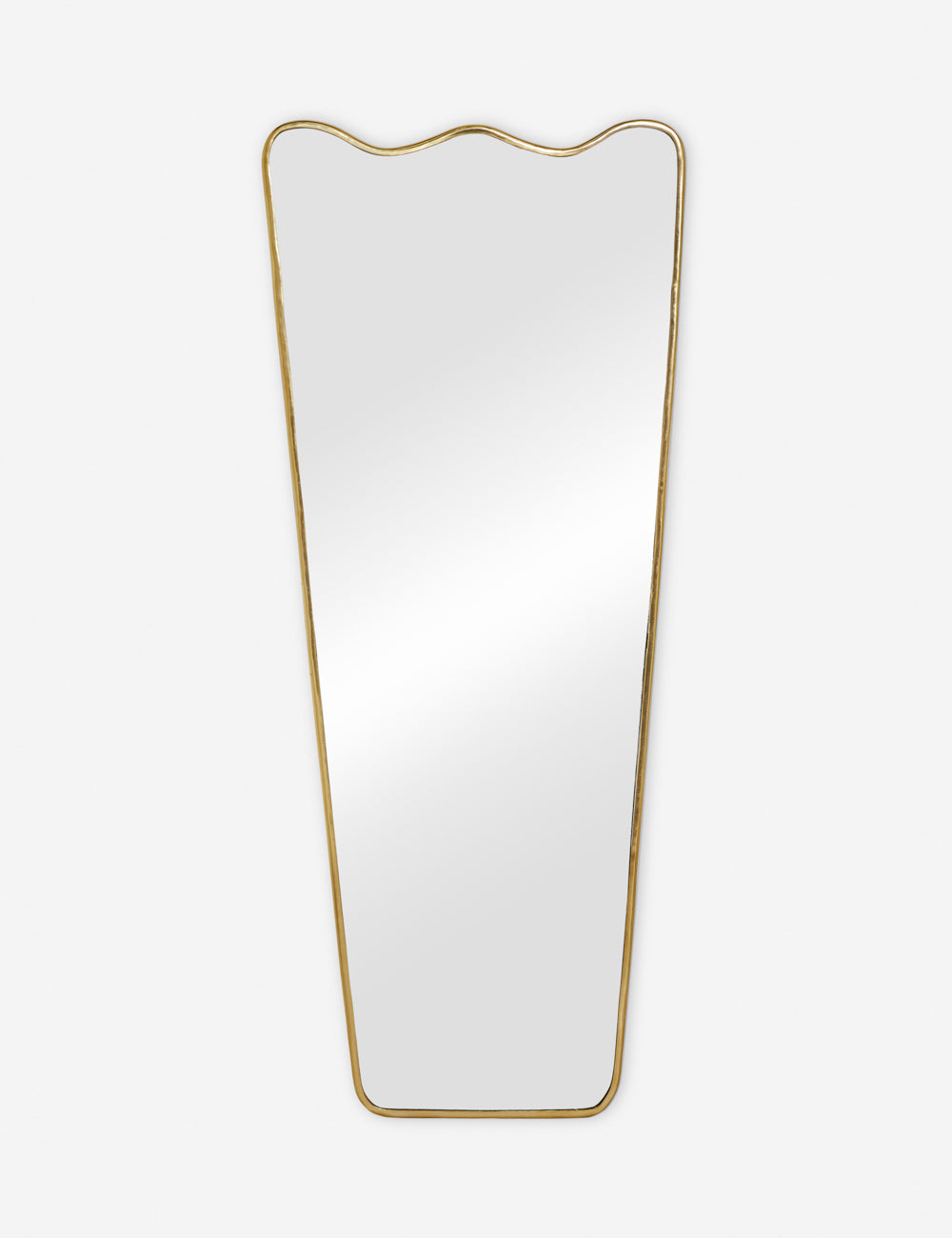Rook slim-framed gold full length mirror with a wavy silhouette and tall profile by Sarah Sherman Samuel