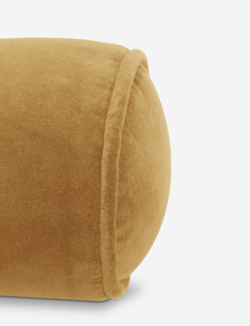 #color::mustard | Sabine mustard yellow velvet cylindrical bolster