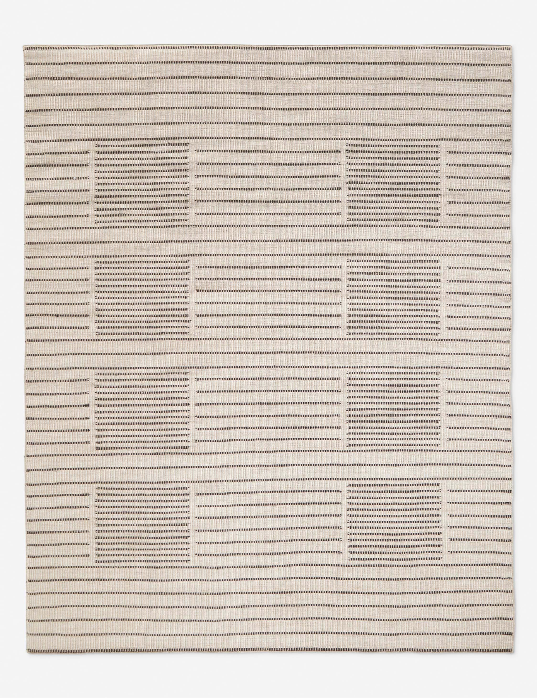 Shere handwoven striped outdoor rug by Sarah Sherman Samuel in Natural