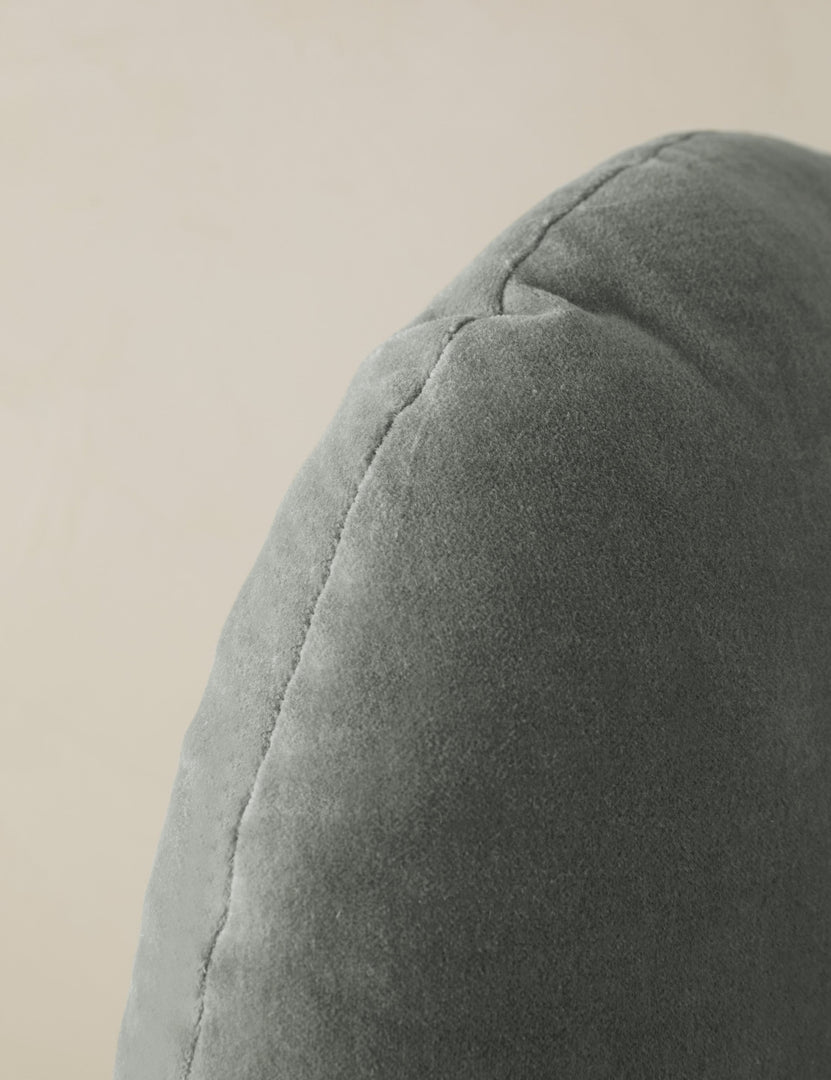 #color::lichen | Close up of the Velvet round accent pillow in lichen