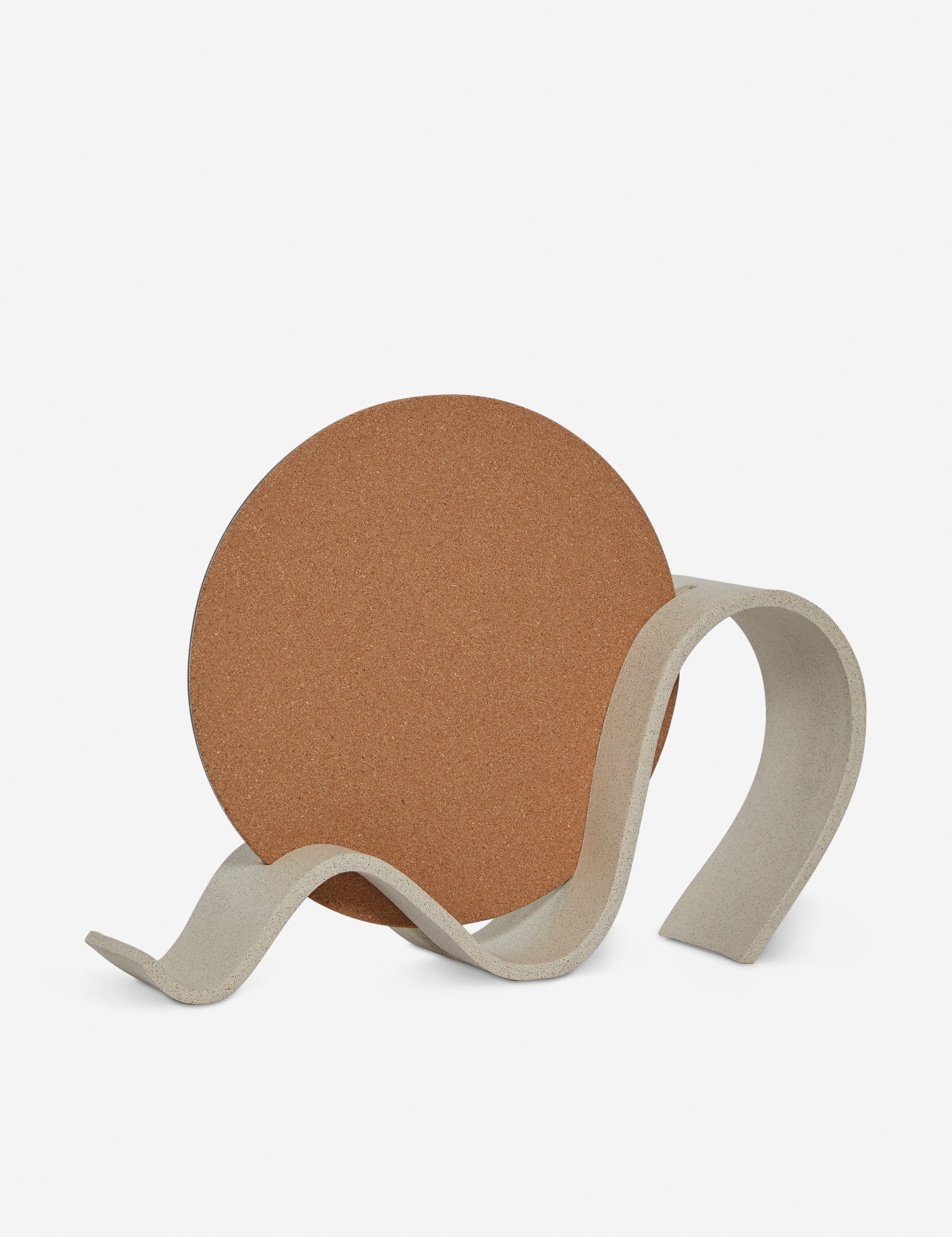 Back view of the round Wavee Table Mirror by SIN Ceramics