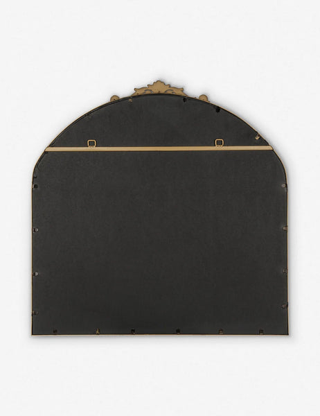 #color::gold | Rear view of the Tulca arched gold mirror with flat bottom edge and traditional scroll detailing.