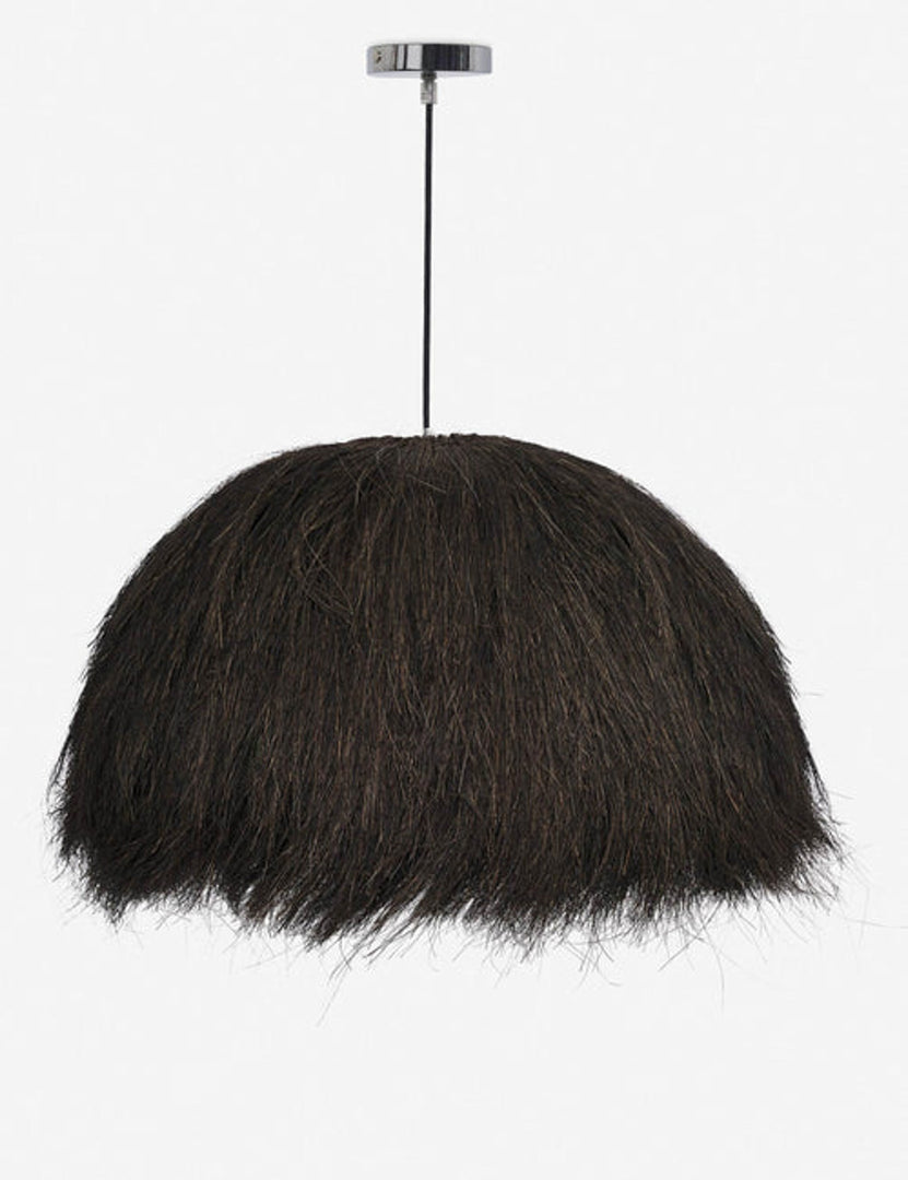 | Paige black plush pendant light with palm tree fibers