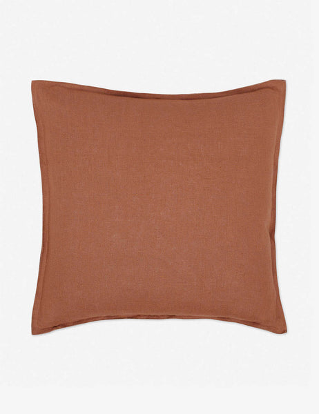 #color::rust #style::square #fill type::with-feather-down-insert #fill type::pillow-cover-only | Arlo rust orange flax linen solid square pillow