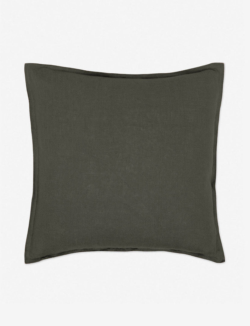 #color::conifer #style::square #fill type::with-feather-down-insert #fill type::pillow-cover-only | Arlo Conifer gray flax linen solid square pillow
