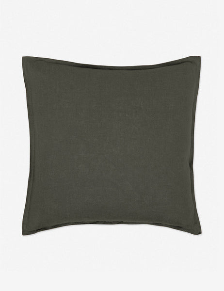 #color::conifer #style::square #fill type::with-feather-down-insert #fill type::pillow-cover-only | Arlo Conifer gray flax linen solid square pillow