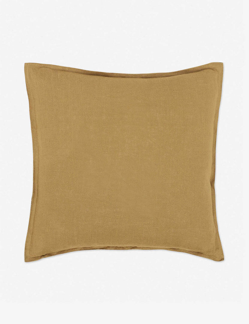 #color::marigold #style::square #fill type::with-feather-down-insert #fill type::pillow-cover-only | Arlo Marigold flax linen solid square pillow