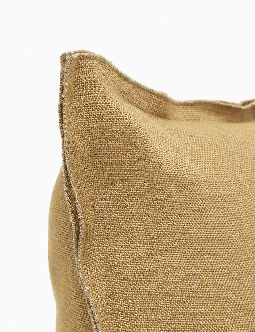 #color::marigold #style::square #fill type::with-feather-down-insert #fill type::pillow-cover-only | Corner of the arlo Marigold square pillow