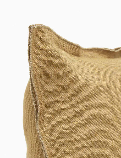 #color::marigold #style::square #fill type::with-feather-down-insert #fill type::pillow-cover-only | Corner of the arlo Marigold square pillow