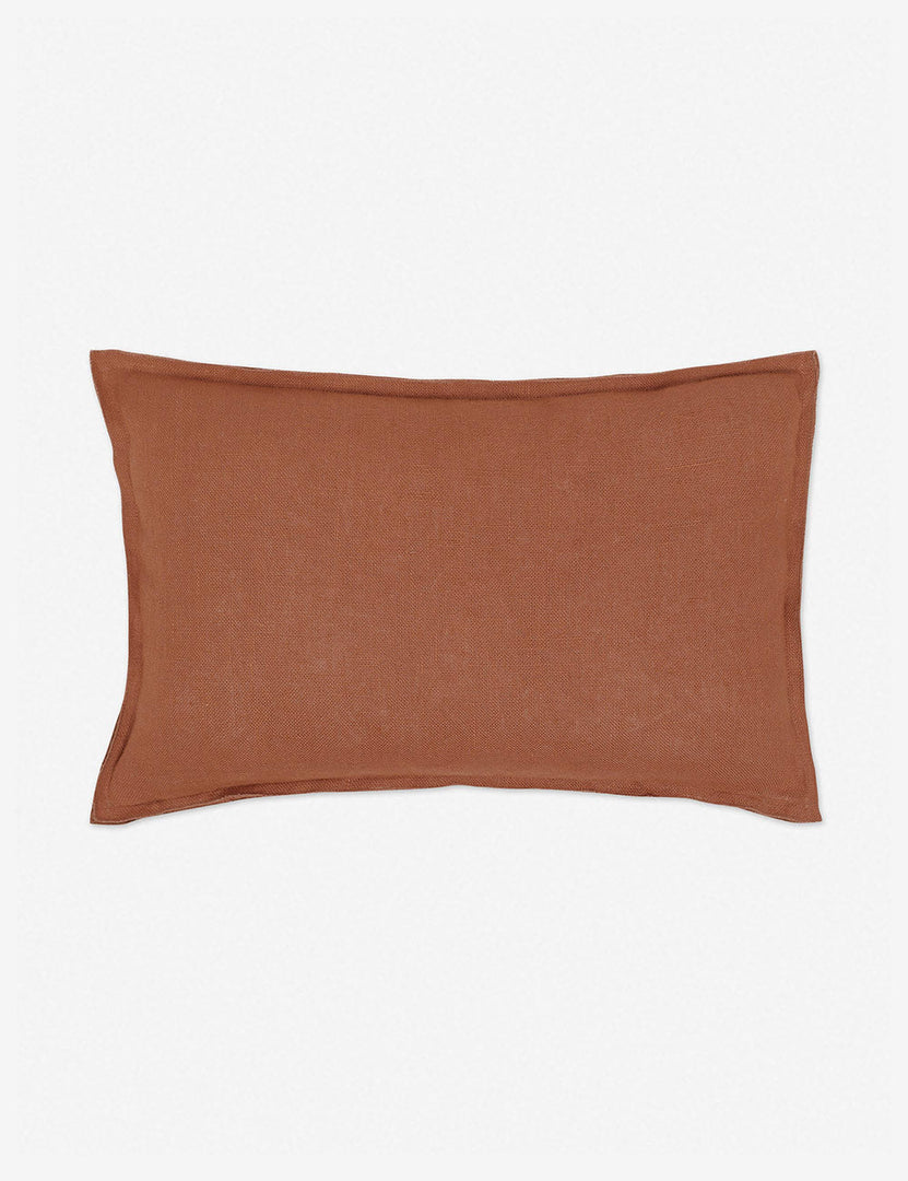 #color::rust #style::lumbar #fill type::with-feather-down-insert #fill type::pillow-cover-only | Arlo rust orange flax linen solid lumbar pillow