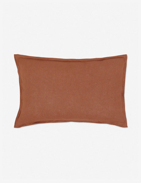 #color::rust #style::lumbar #fill type::with-feather-down-insert #fill type::pillow-cover-only | Arlo rust orange flax linen solid lumbar pillow