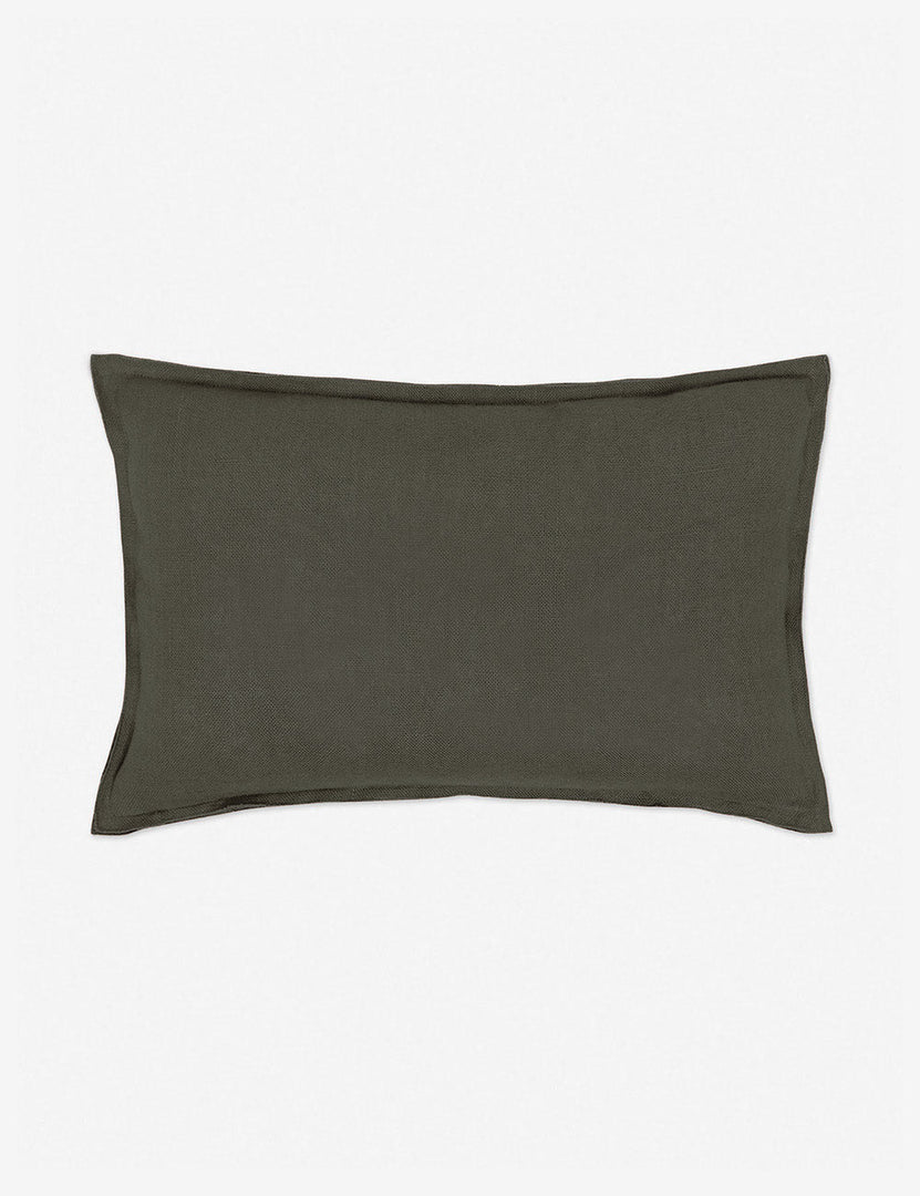 #color::conifer #style::lumbar #fill type::with-feather-down-insert #fill type::pillow-cover-only | Arlo Conifer gray flax linen solid lumbar pillow