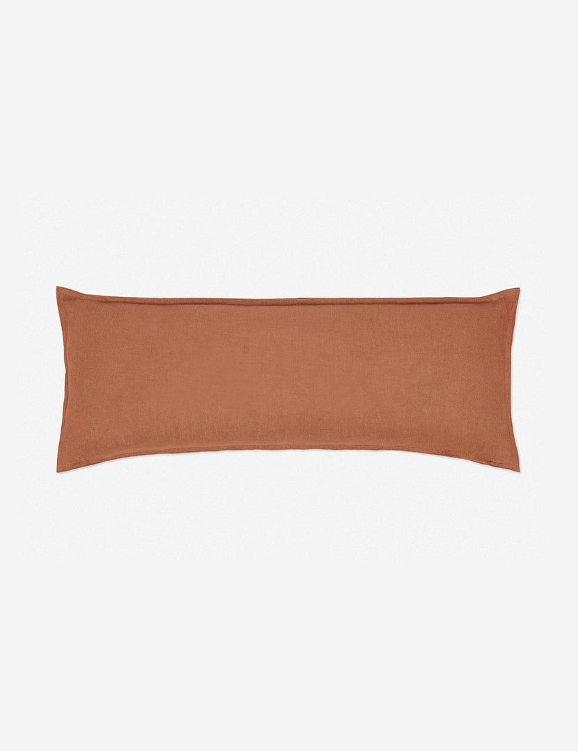 #color::rust #style::extra-long #fill type::with-feather-down-insert #fill type::pillow-cover-only | Arlo rust orange flax linen solid long lumbar pillow