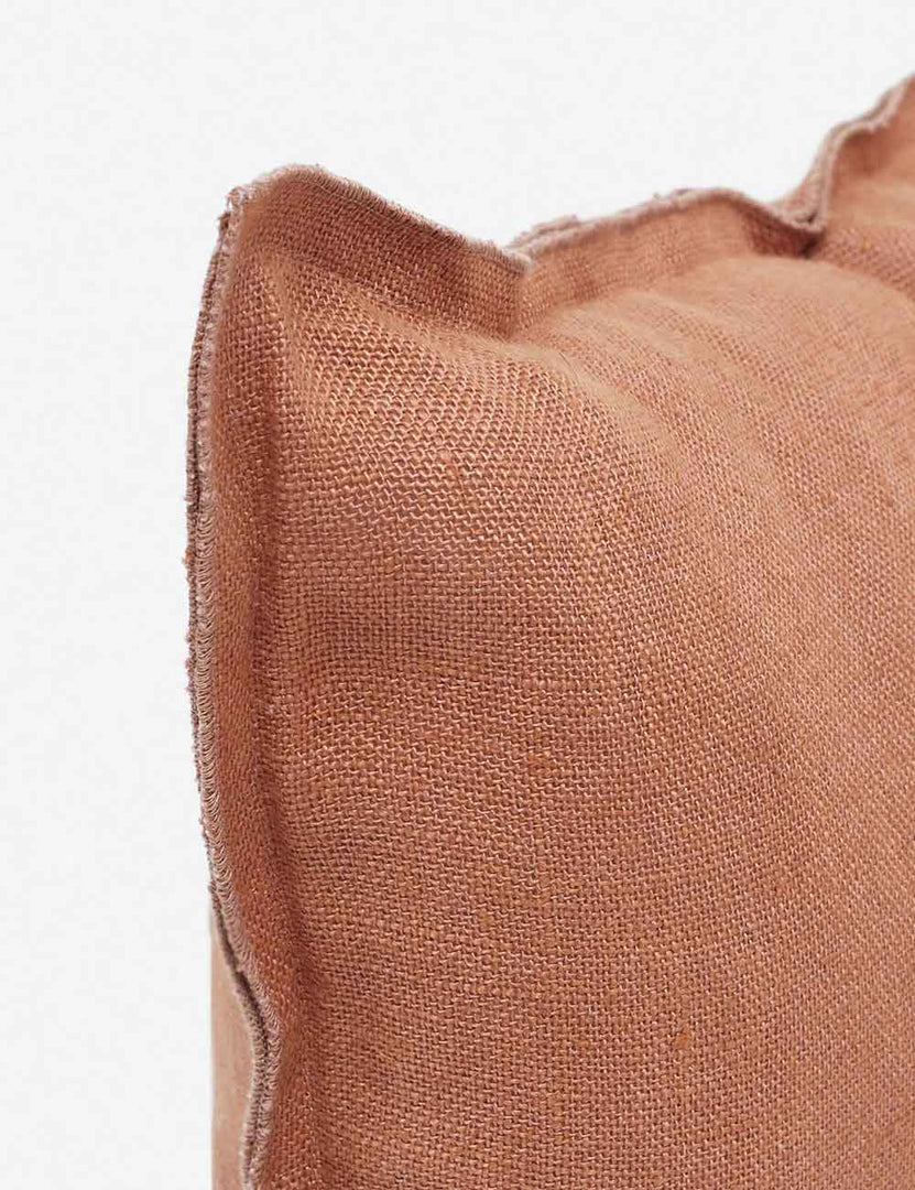 #color::rust #style::extra-long #fill type::with-feather-down-insert #fill type::pillow-cover-only | Corner of the arlo rust orange long lumbar pillow 