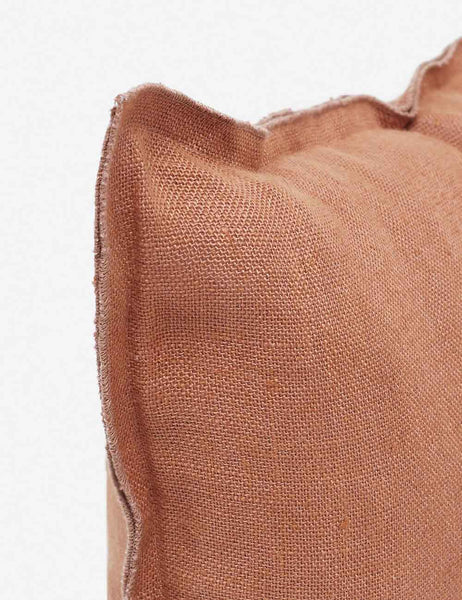 #color::rust #style::extra-long #fill type::with-feather-down-insert #fill type::pillow-cover-only | Corner of the arlo rust orange long lumbar pillow 