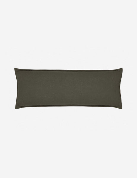 #color::conifer #style::extra-long #fill type::with-feather-down-insert #fill type::pillow-cover-only | Arlo Conifer gray flax linen solid long lumbar pillow
