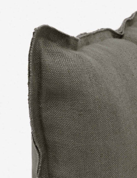 #color::conifer #style::extra-long #fill type::with-feather-down-insert #fill type::pillow-cover-only | Corner of the arlo Conifer gray long lumbar pillow