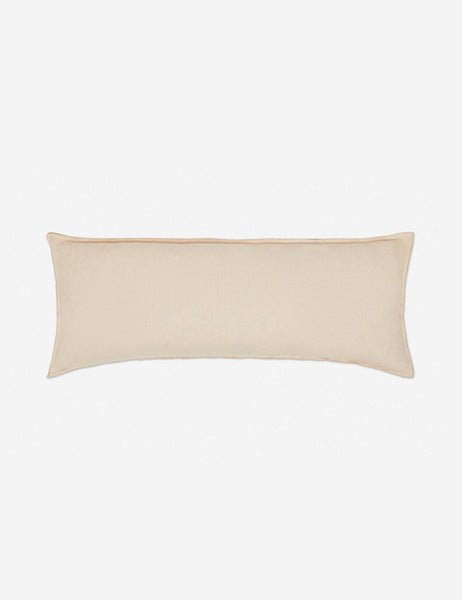 #color::blush #style::extra-long #fill type::with-feather-down-insert #fill type::pillow-cover-only | Arlo Blush pink flax linen solid long lumbar pillow
