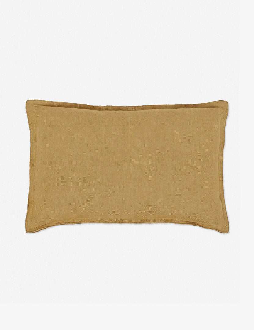 #color::marigold #style::lumbar #fill type::with-feather-down-insert #fill type::pillow-cover-only | Arlo Marigold flax linen solid lumbar pillow