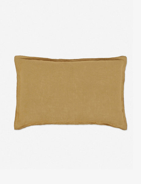 #color::marigold #style::lumbar #fill type::with-feather-down-insert #fill type::pillow-cover-only | Arlo Marigold flax linen solid lumbar pillow