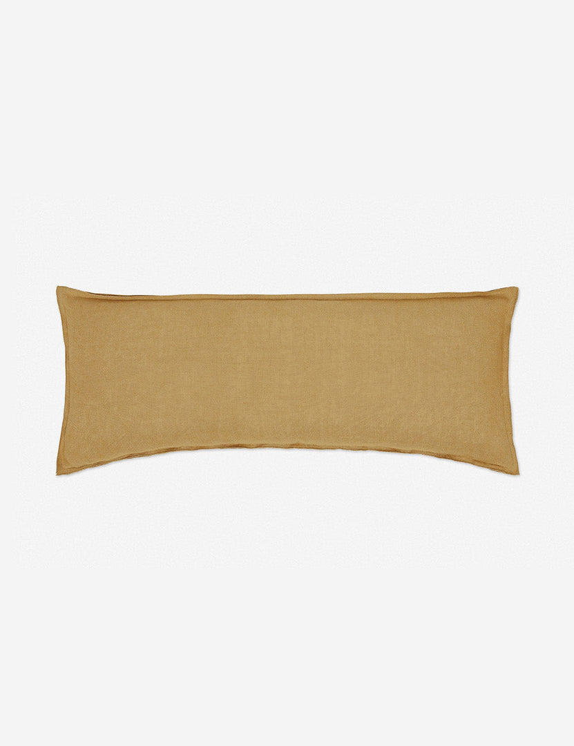 #color::marigold #style::extra-long #fill type::with-feather-down-insert #fill type::pillow-cover-only | Arlo Marigold flax linen solid long lumbar pillow