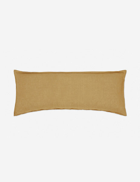 #color::marigold #style::extra-long #fill type::with-feather-down-insert #fill type::pillow-cover-only | Arlo Marigold flax linen solid long lumbar pillow