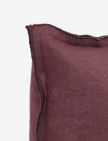 #color::aubergine #style::lumbar #fill type::with-feather-down-insert #fill type::pillow-cover-only | Corner of the arlo Aubergine burgundy lumbar pillow