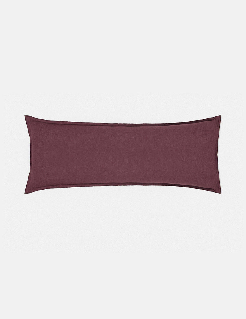 #color::aubergine #style::extra-long #fill type::with-feather-down-insert #fill type::pillow-cover-only | Arlo Aubergine burgundy flax linen solid long lumbar pillow