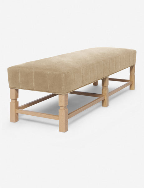 #color::brie-classic-velvet | Angled view of the Ambleside Brie beige Velvet bench