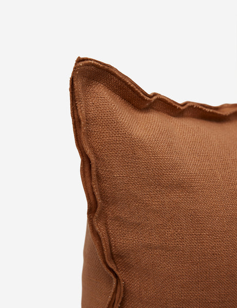 #color::burnt-orange #size::extra-long #fill type::with-feather-down-insert #fill type::pillow-cover-only | Corner of the arlo Burnt Orange long lumbar pillow