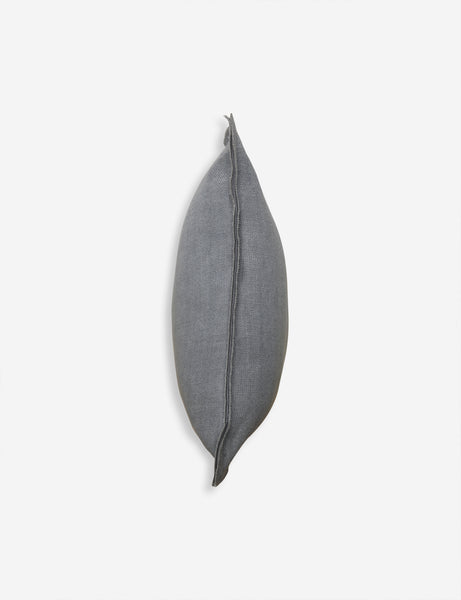#color::dusty-blue #style::extra-long #fill type::with-feather-down-insert #fill type::pillow-cover-only | Side of the arlo Dusty Blue long lumbar pillow