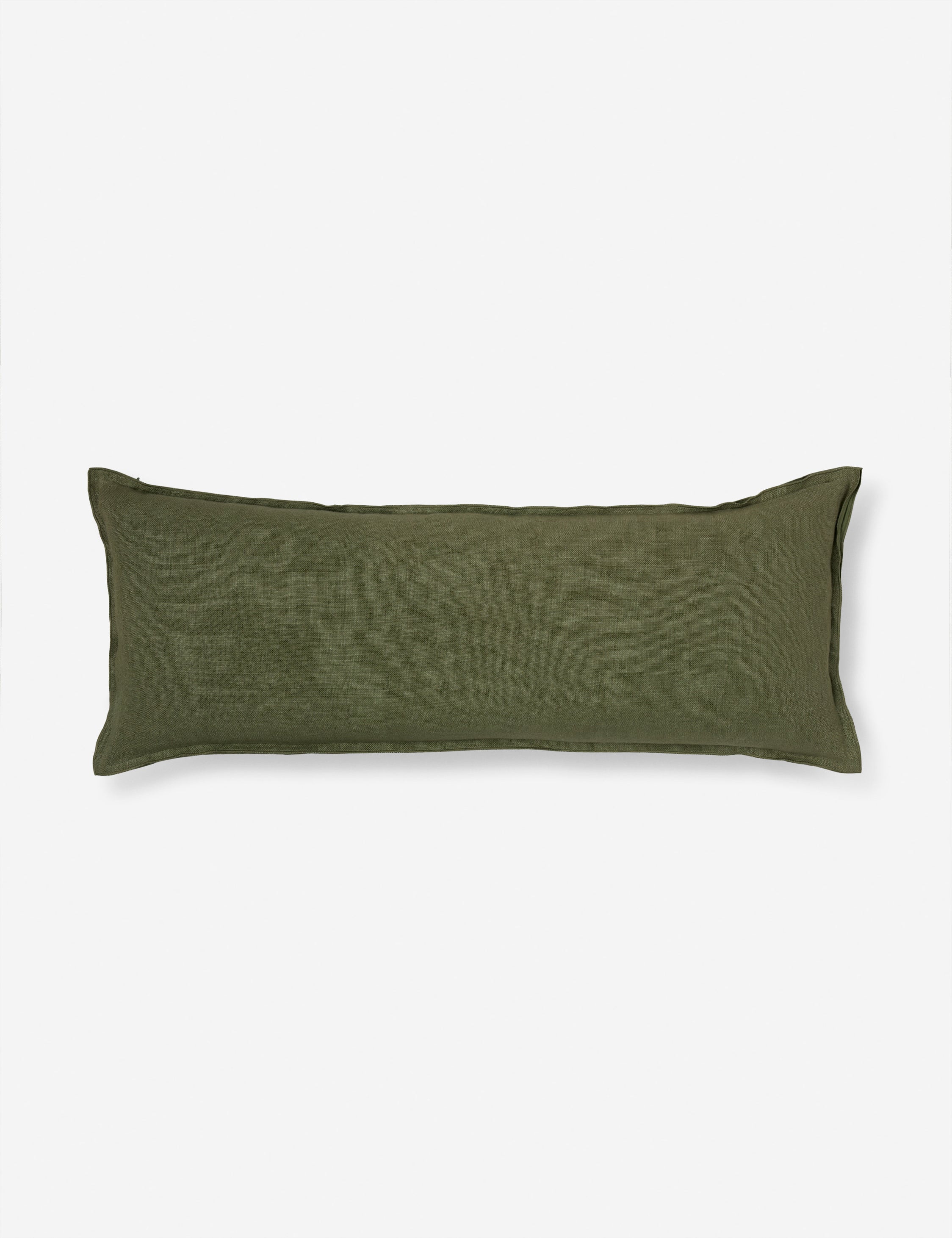 Arlo Olive green flax linen solid long lumbar pillow
